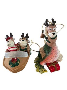 Reindeer Christmas Ornaments House of Lloyd Set Of 2 - Mermaid & Boat